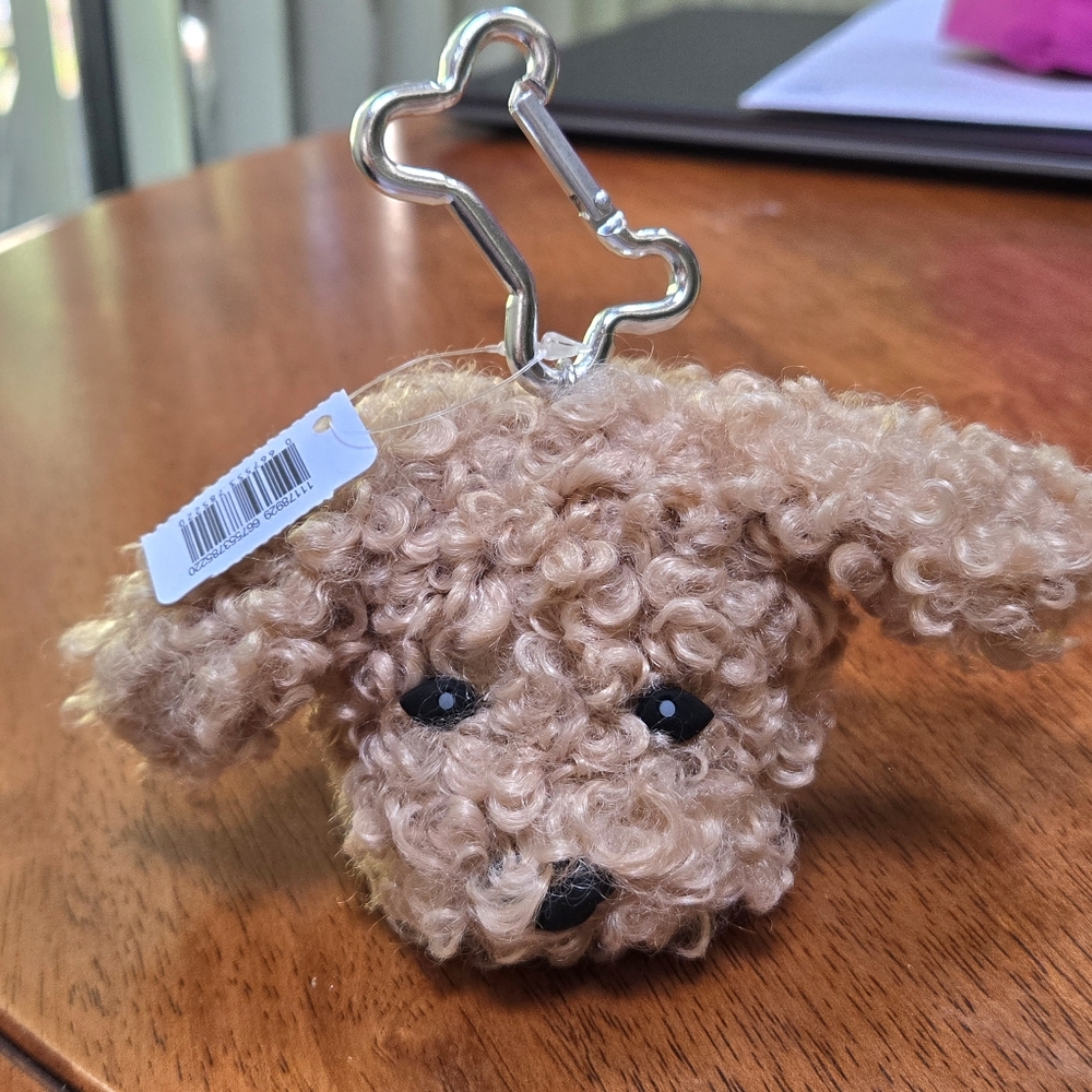 NWT BBW Golden Doodle Pup Pocketbac Holder Keychain + 1 Free Hand Sanitizer - Picture 2 of 6